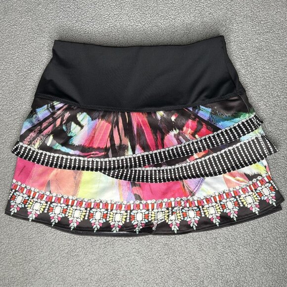 Lucky in Love Skort Womens Small Black Multicolor Tennis Ruffle Built-In Shorts - Picture 1 of 7